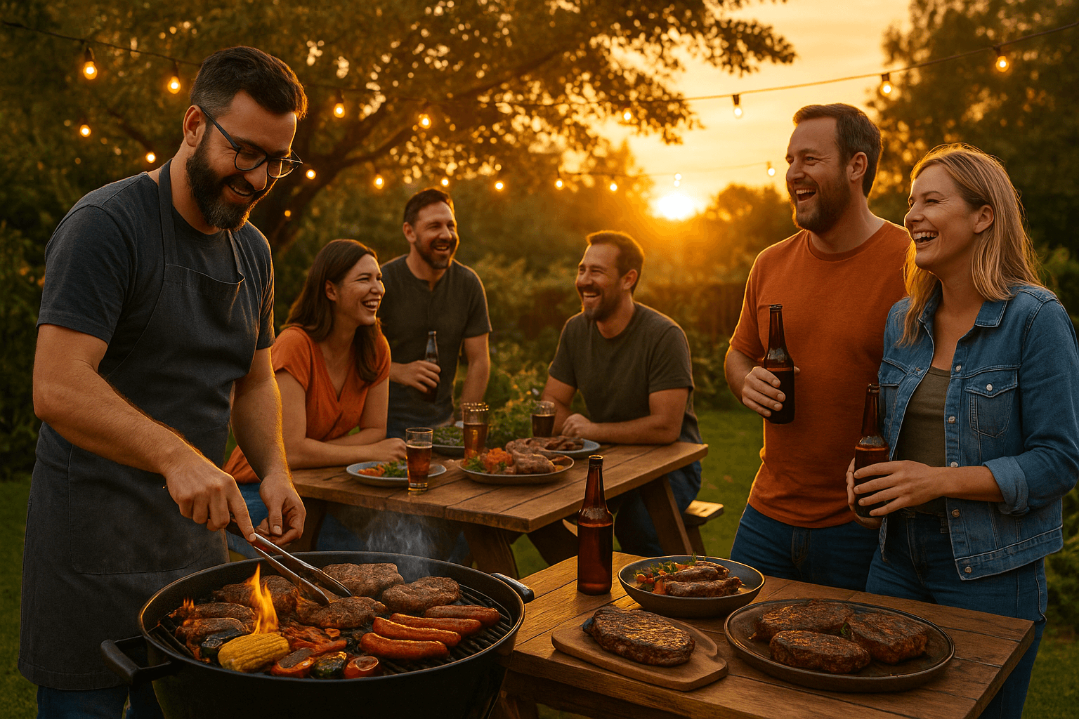 Amici che si divertono al barbecue