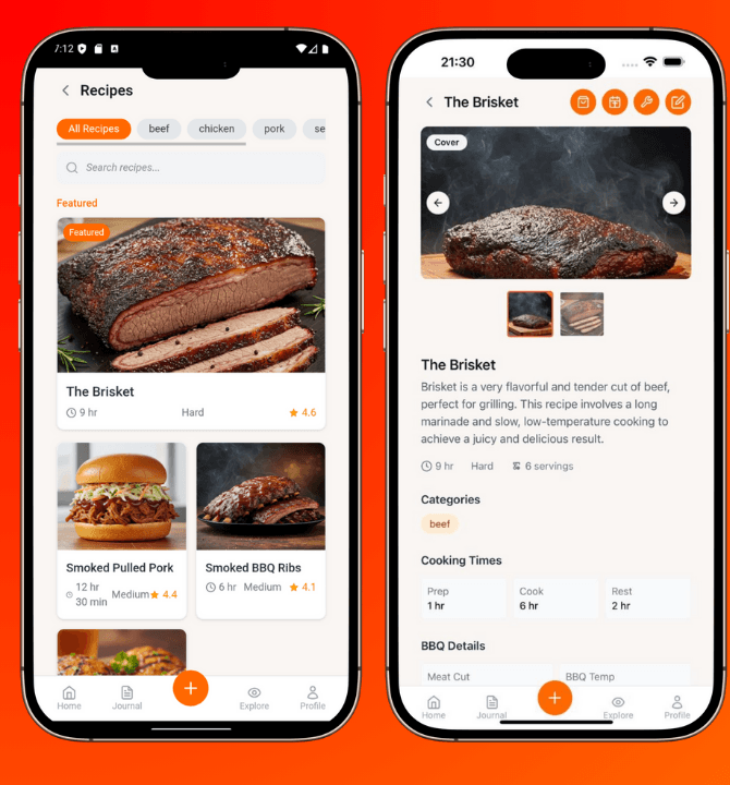 myBBQrecipe App Interface